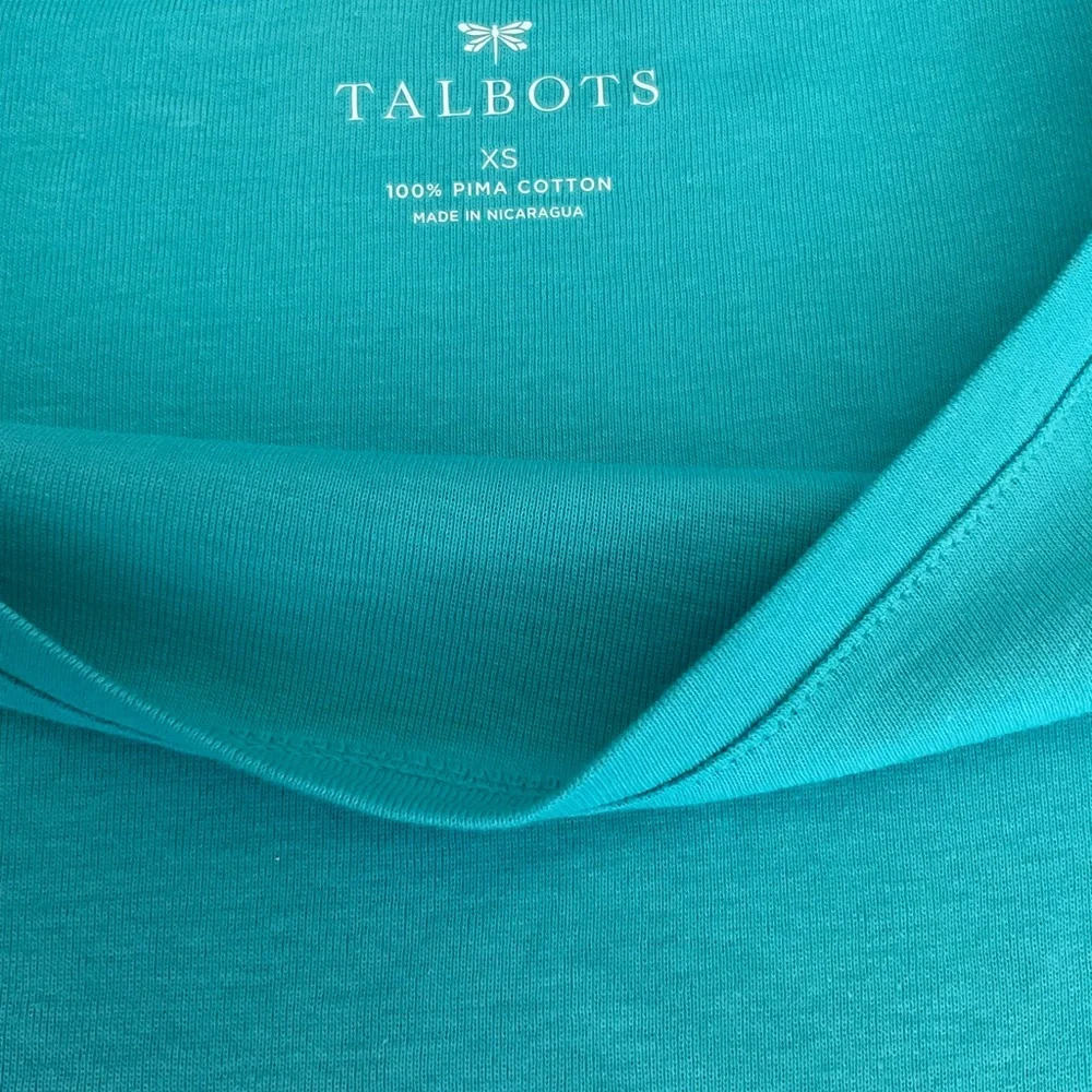 Talbots 100% Pima Cotton 3/4 Sleeve Boatneck Tee Turquoise Size XS NWT - Picture 9 of 9
